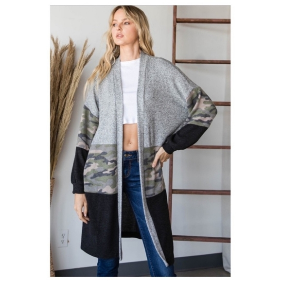 🔥$5🔥CAMO PRINT CARDIGAN-OPEN FRONT-NEW - Picture 4 of 5